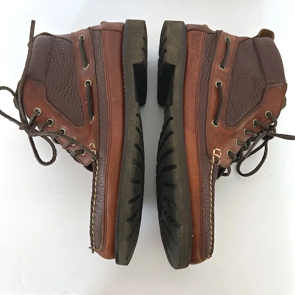 L.L. Bean Eastport Chukka Boots Men 10 D Brown Leather Lug Sole Moc Toe 244479